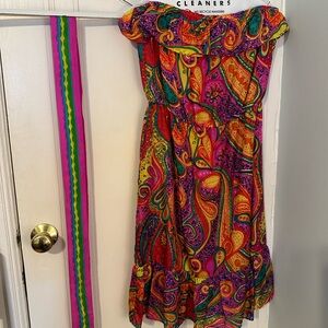 TRINA TURK , multi-color, strapless silk dress